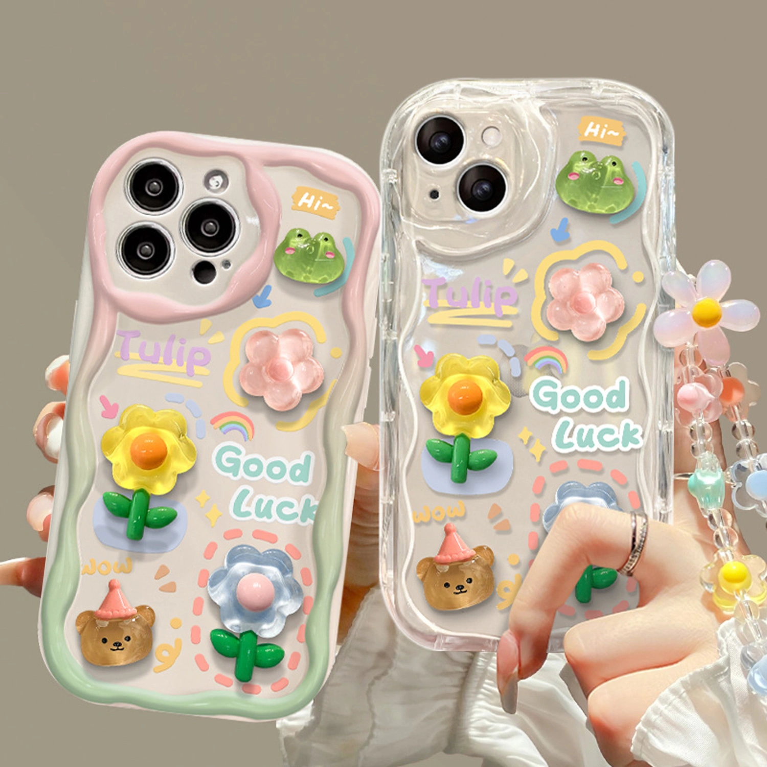 3D Flower Case with Charm Chain Protective Case for Redmi Note 13