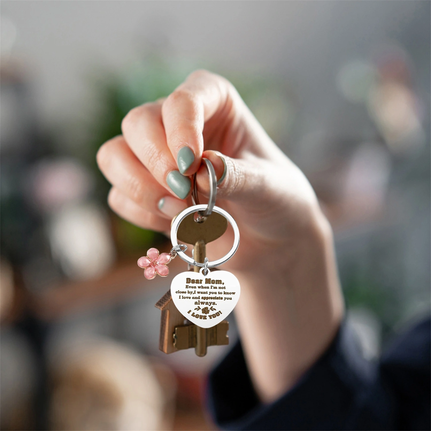Mother's Day Gift Keychain Stainless Steel Cute Key Ring Purse Charms 