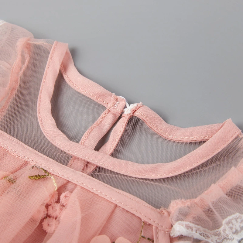 Baby Girls Tulle Dress Summer Casual Floral Embroidered A-Line Dress
