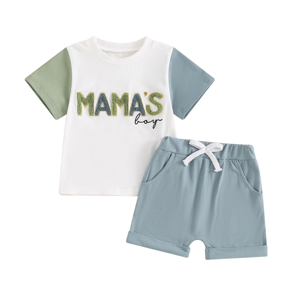 Baby 2 Piece Outfits Letter Embroidery T-Shirt and Elastic Shorts