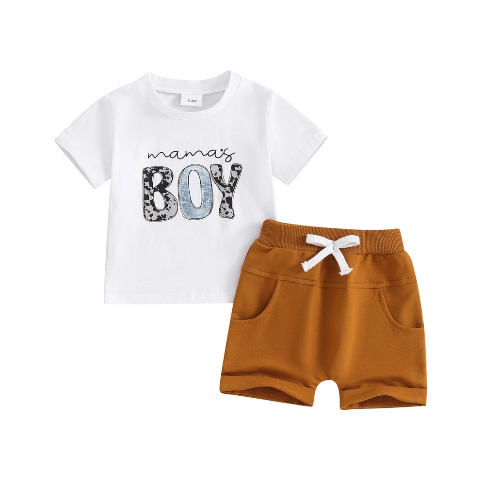 Toddler Boys Summer Outfits Letter Print T-Shirt Elastic Waist Shorts