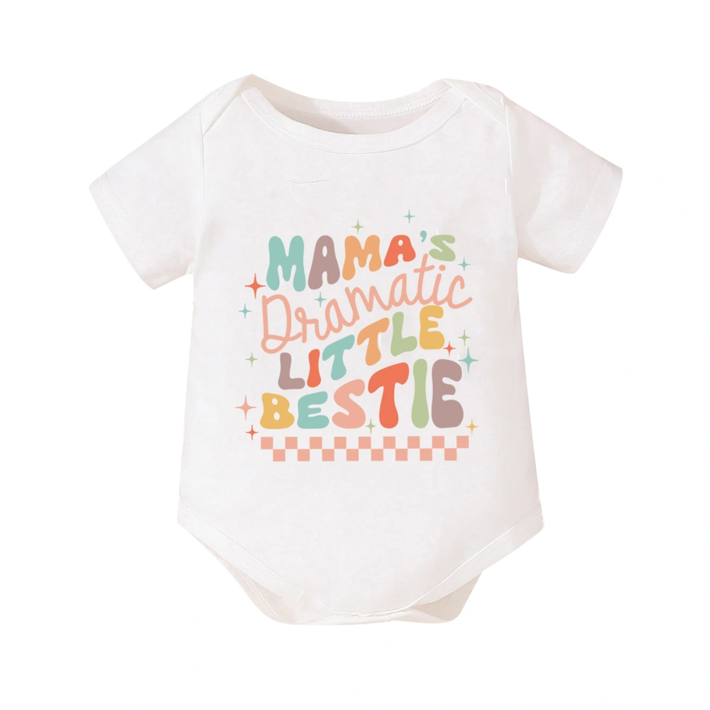 Baby Bubble Romper Short Sleeve Round Neck Letter Printed Bodysuit