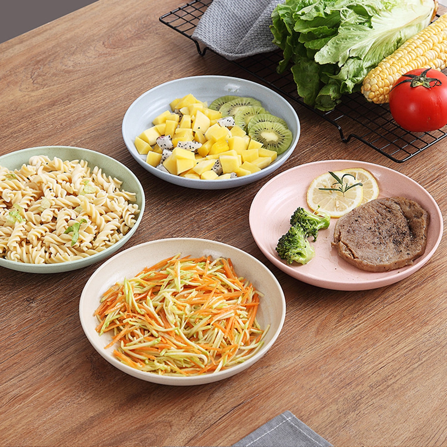 Wheat Straw Plate, Lightweight Big Durable Reusable Dinner Plates 