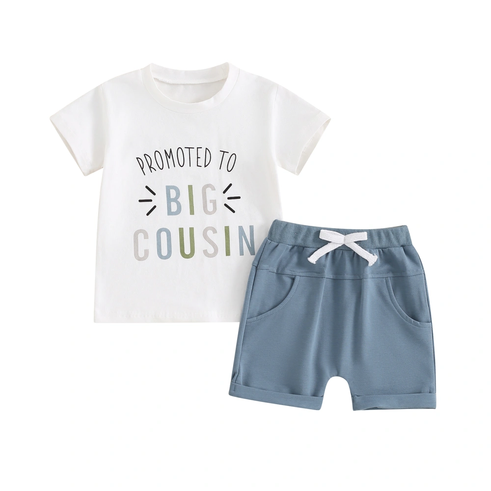 Toddler Boy Summer Outfits Short Sleeve Letter Tops + Shorts Set