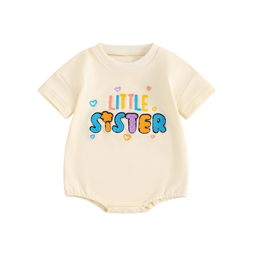 Toddler Girl Round Neck Short Sleeve Letter Embroidery Print Shirt