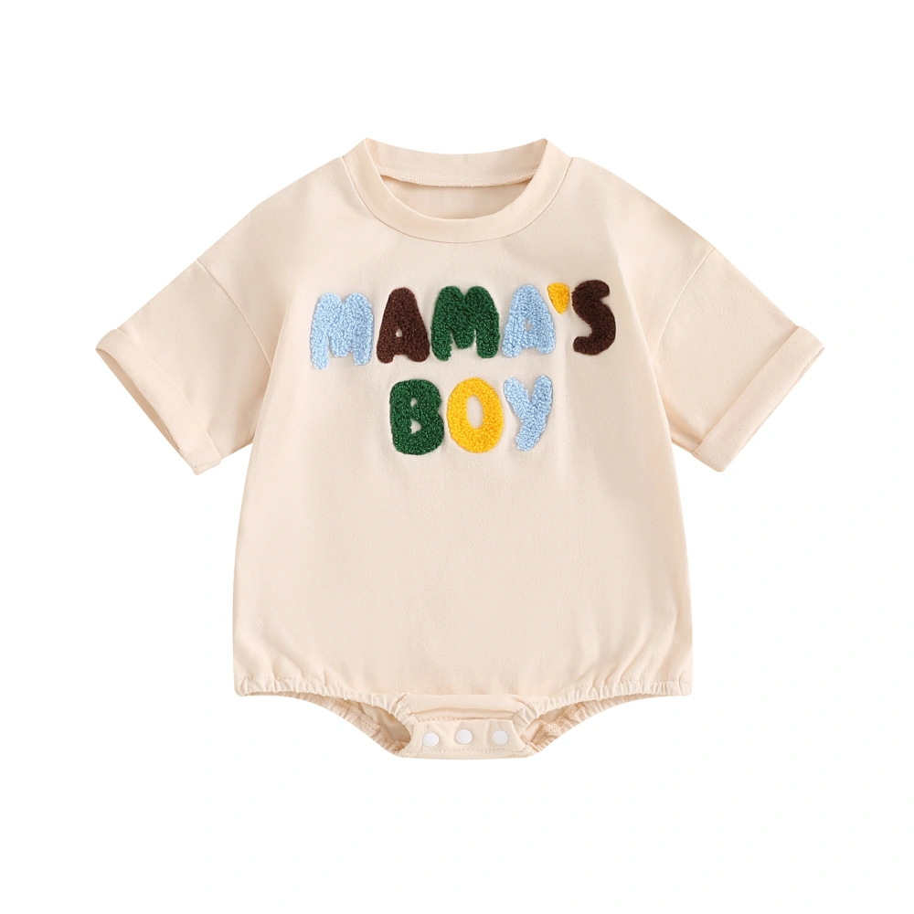 Baby Boy Romper Colorful Letter Embroidery Short Sleeve Bodysuit