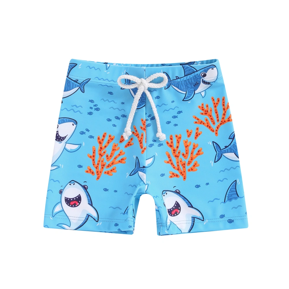 Toddler Boys Swim Trunks Shark/Tree Print Elastic Waist Swim Shorts