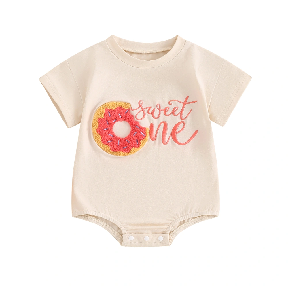 Baby Bubble Romper Birthday Outfit Short Sleeve Doughnut Bodysuit