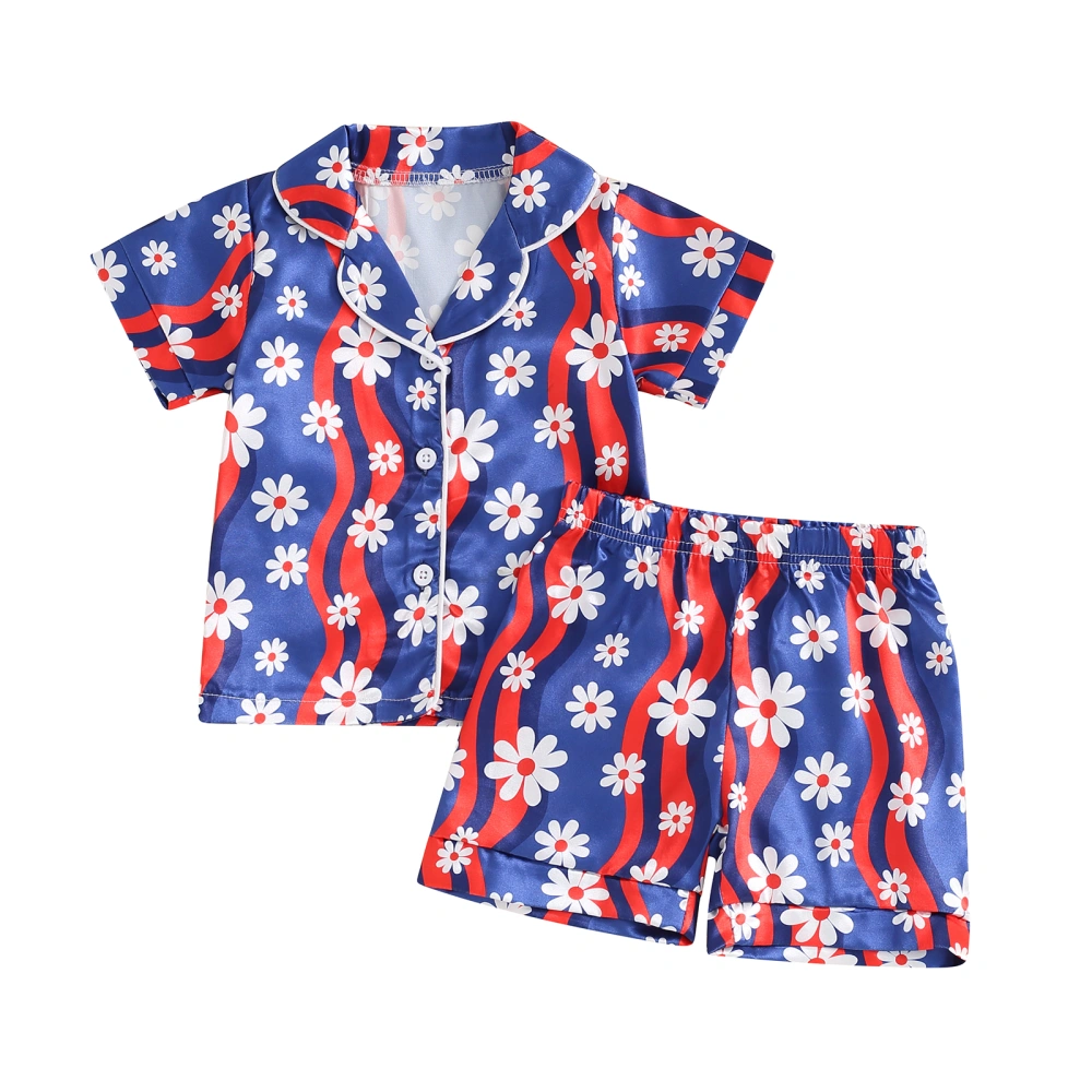 Girl's Satin Pajama Set, Short Sleeve Tops Elastic Waist Shorts