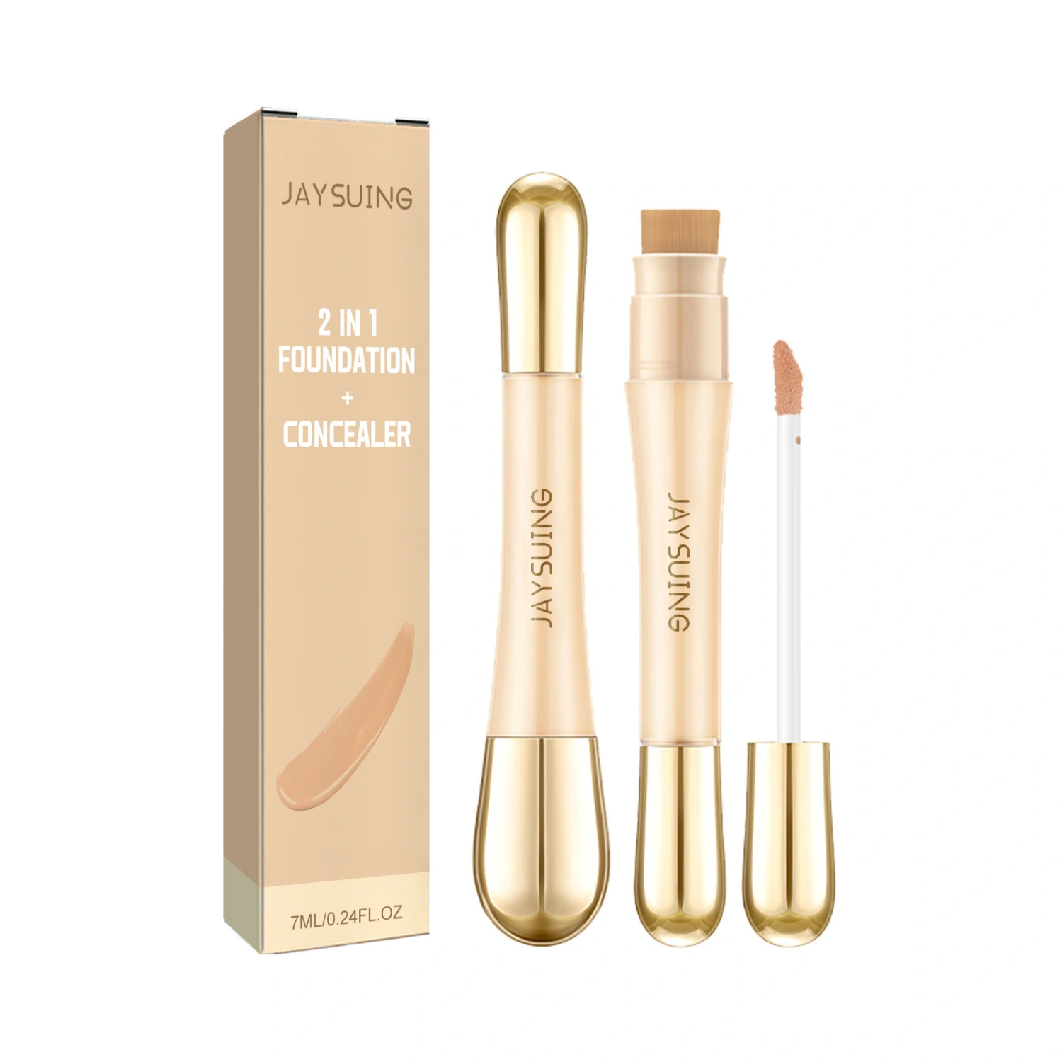 Liquid Concealer, 2-in-1 Full Coverage Foundation Cosmetics with Brush
