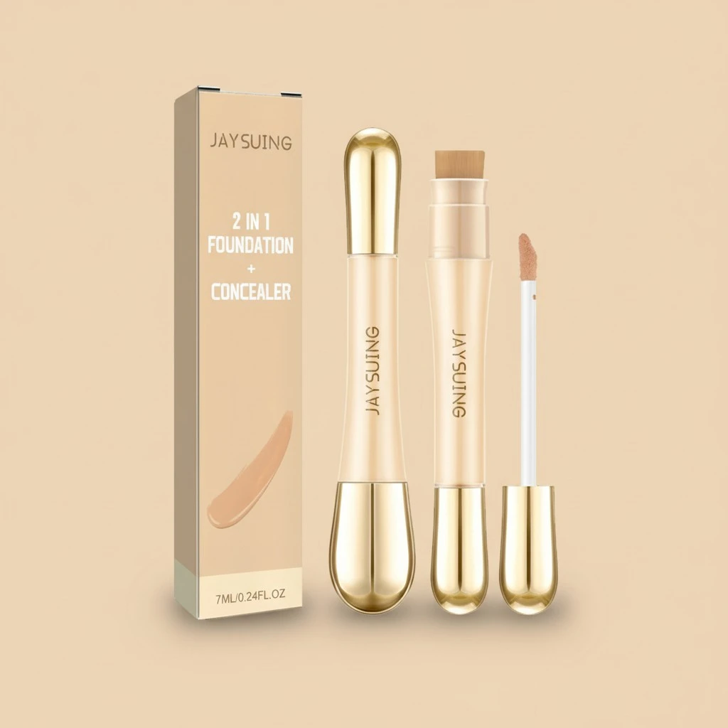 Liquid Concealer, 2-in-1 Full Coverage Foundation Cosmetics with Brush