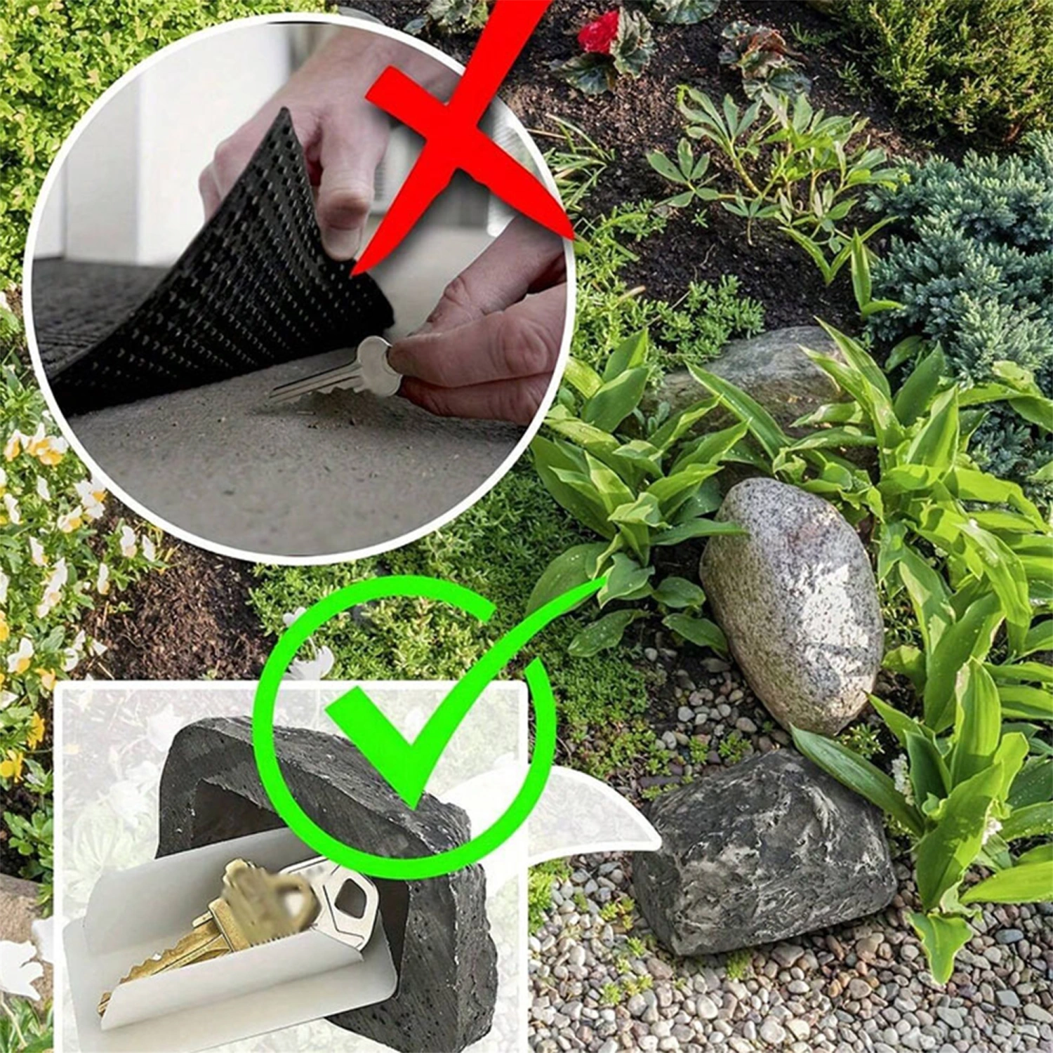 Fake Rock Key Holder, Simulation Stone Outdoor Garden Decor Gift