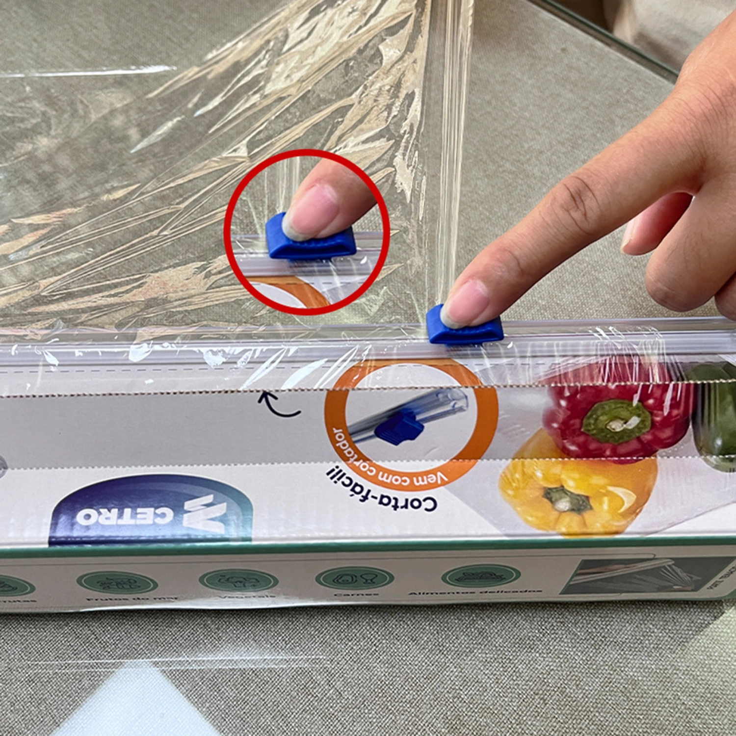 Plastic Food Wrap with Slide Cutter Food Grade Seal Cling Wrap