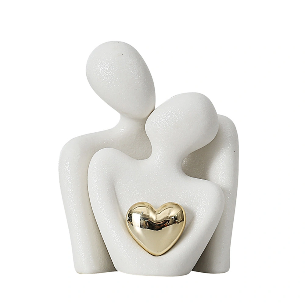 Hugging Couple Statue Abstract Ceramic Love Figurines Desk Sculptures