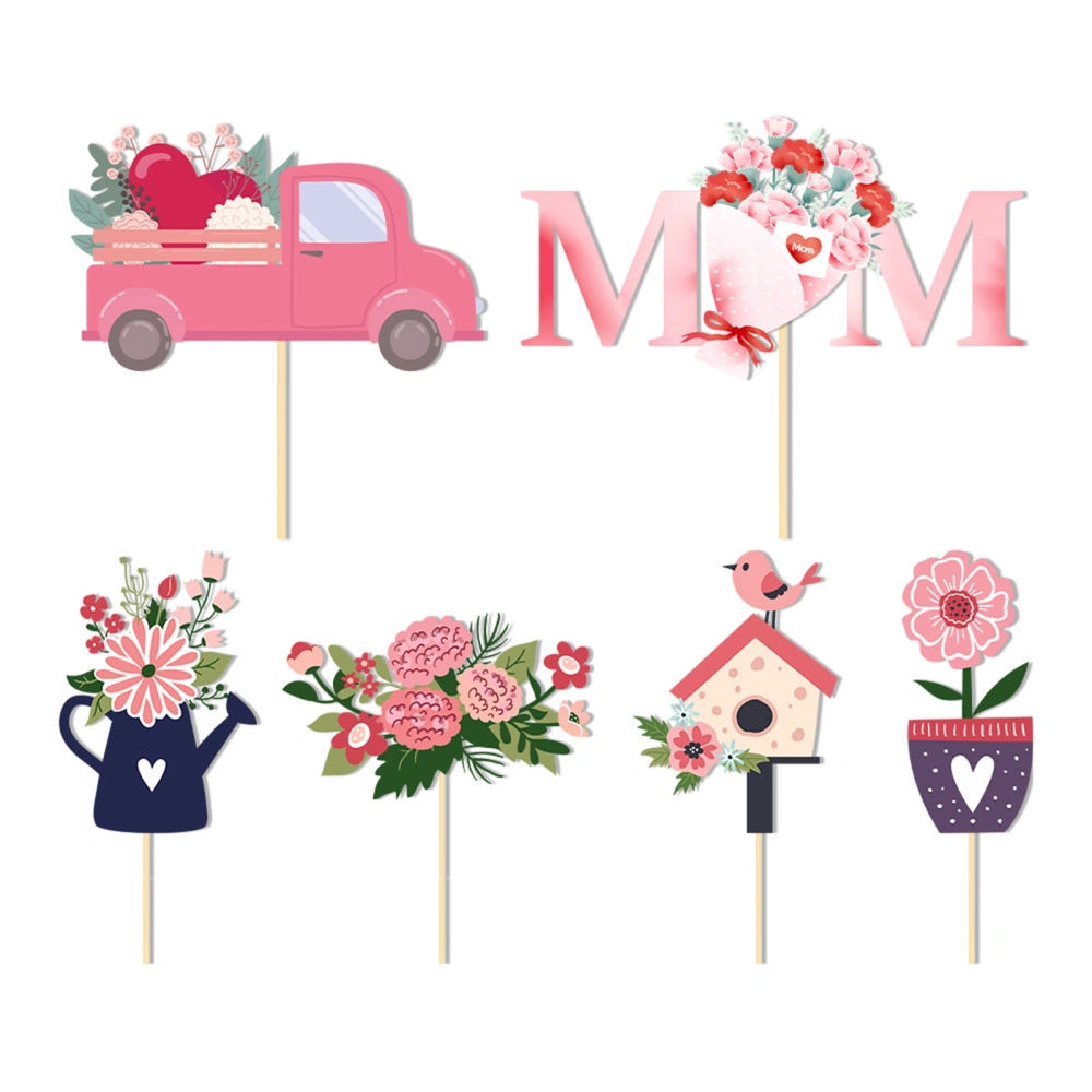 Mother's Day Cupcake Toppers Paper Cupcake Picks Vase Filler