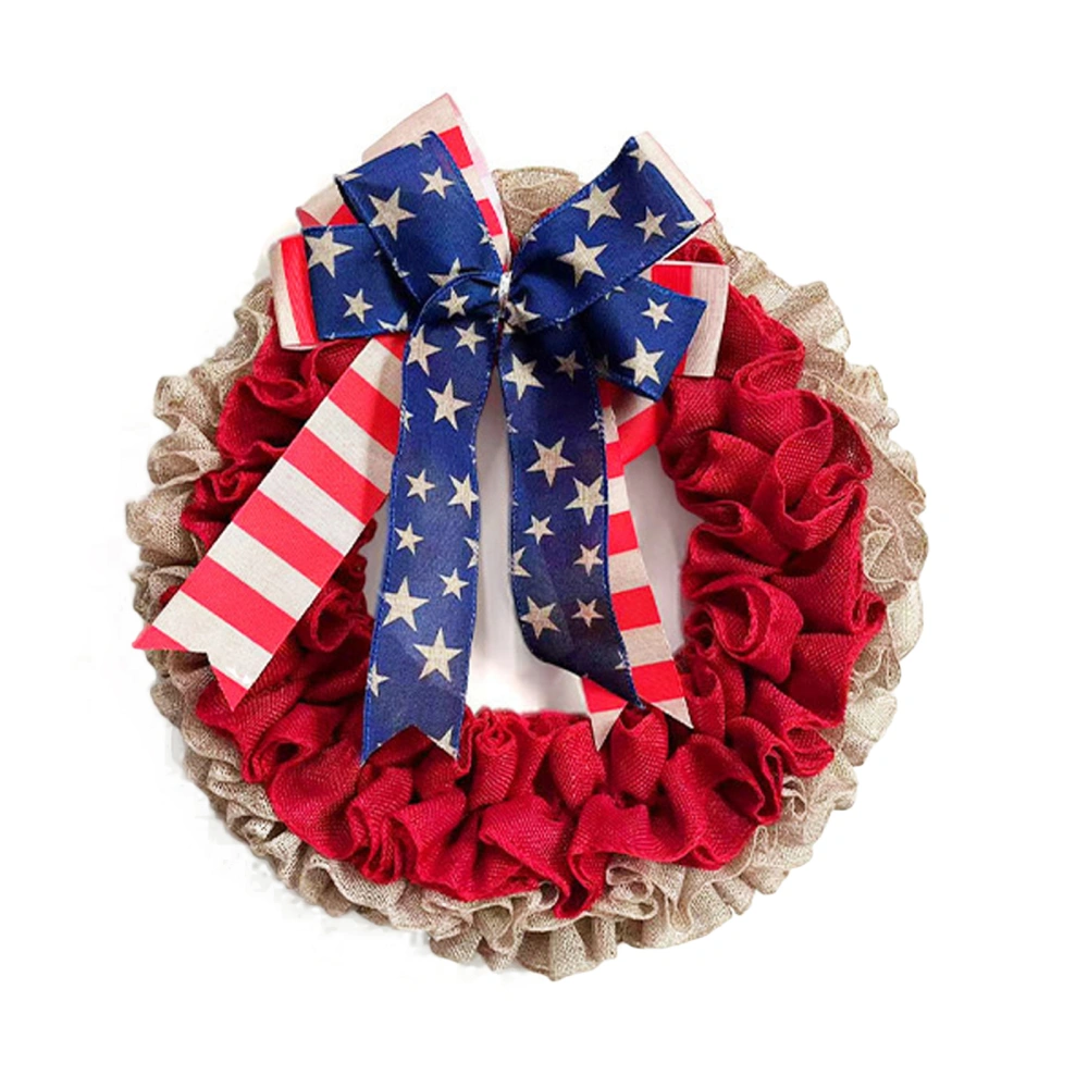 4th of July Wreath Farmhouse Independence Day Line Wreath with Ribbons