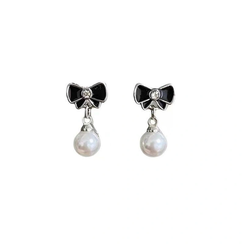 Bow Pearl Dangle Drop Earrings Minimalist Jewelry for Women Girls