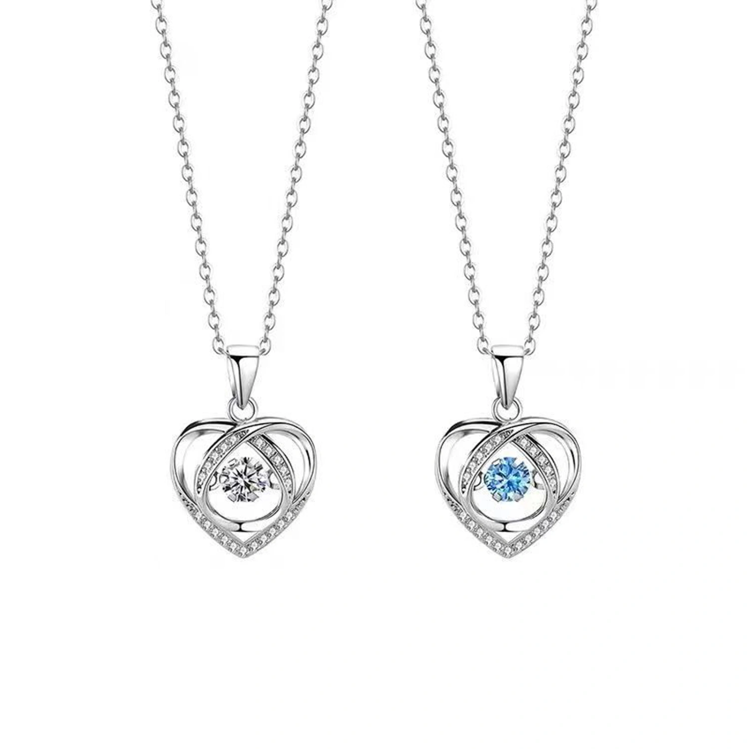 Beating Heart Pendant Necklaces Sweet Rhinestone Clavicle Necklace