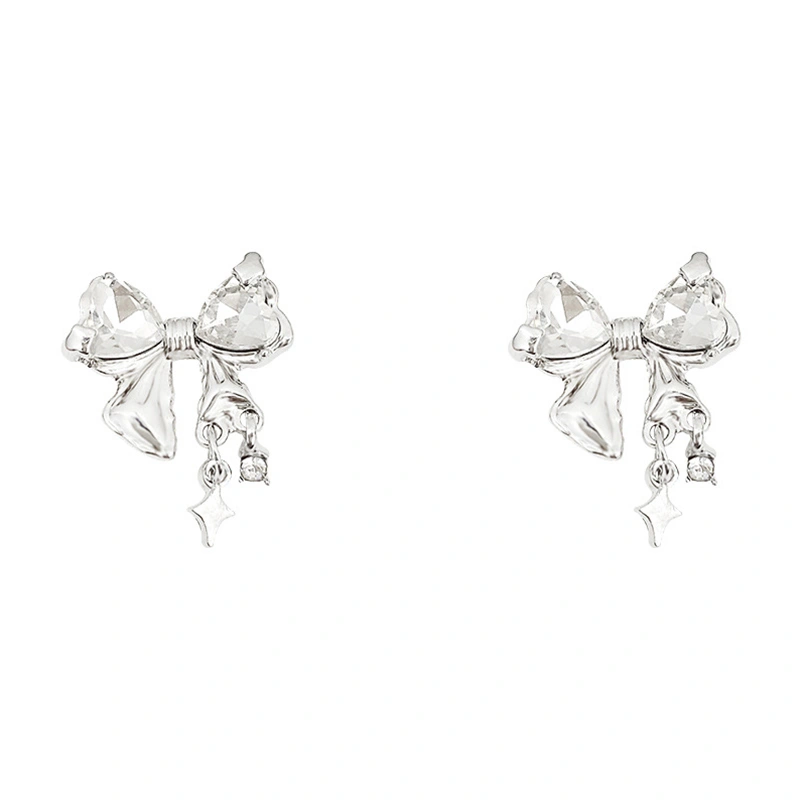 Bow Stud Earrings, Exquisite Elegant Rhinestone Earrings Jewelry Gift