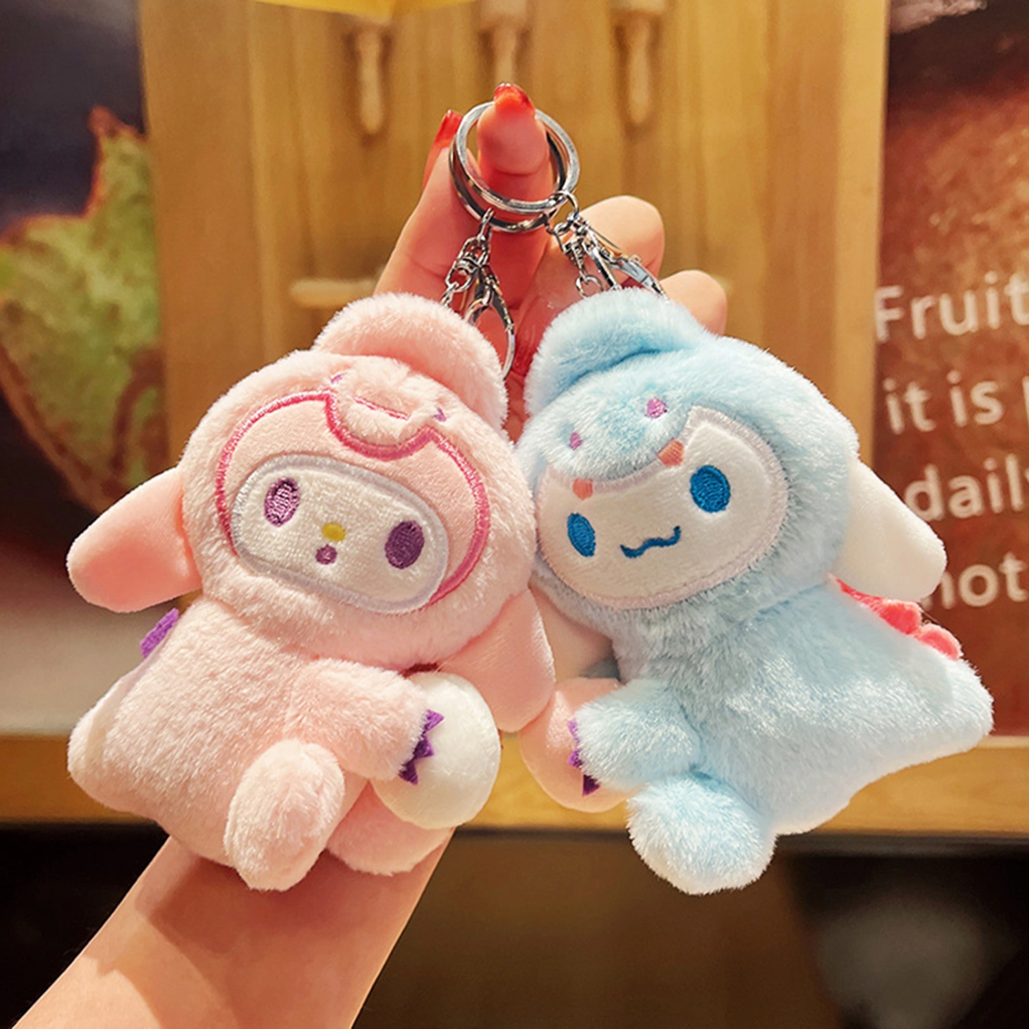 Plush Cartoon Keychain Kitty Friend Character Stuffed Animal Keychain