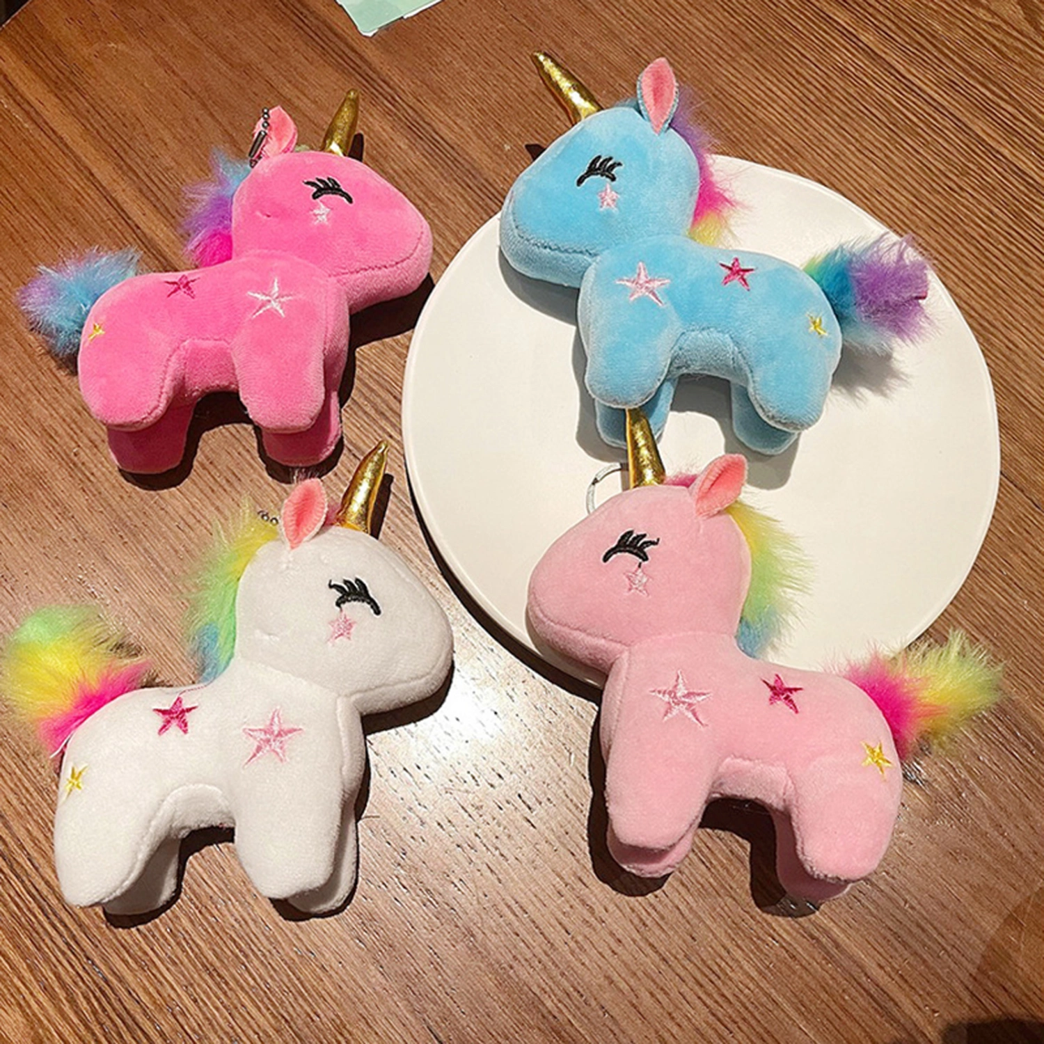 Cute Cartoon Plush Keychain Star Rainbow Cartoon Stuffed Animals Toys