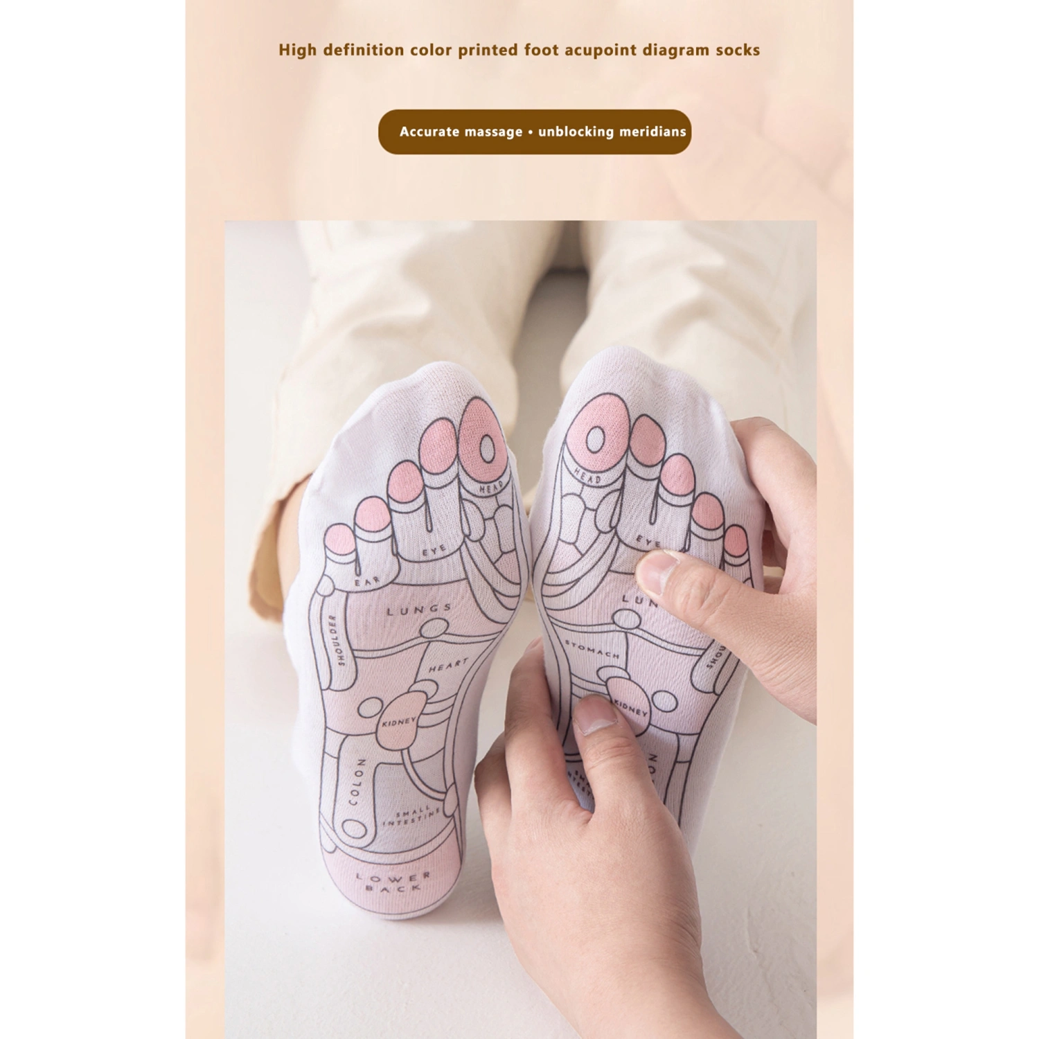 Reflexology Socks Pain Relief Acupressure Socks with English Chart