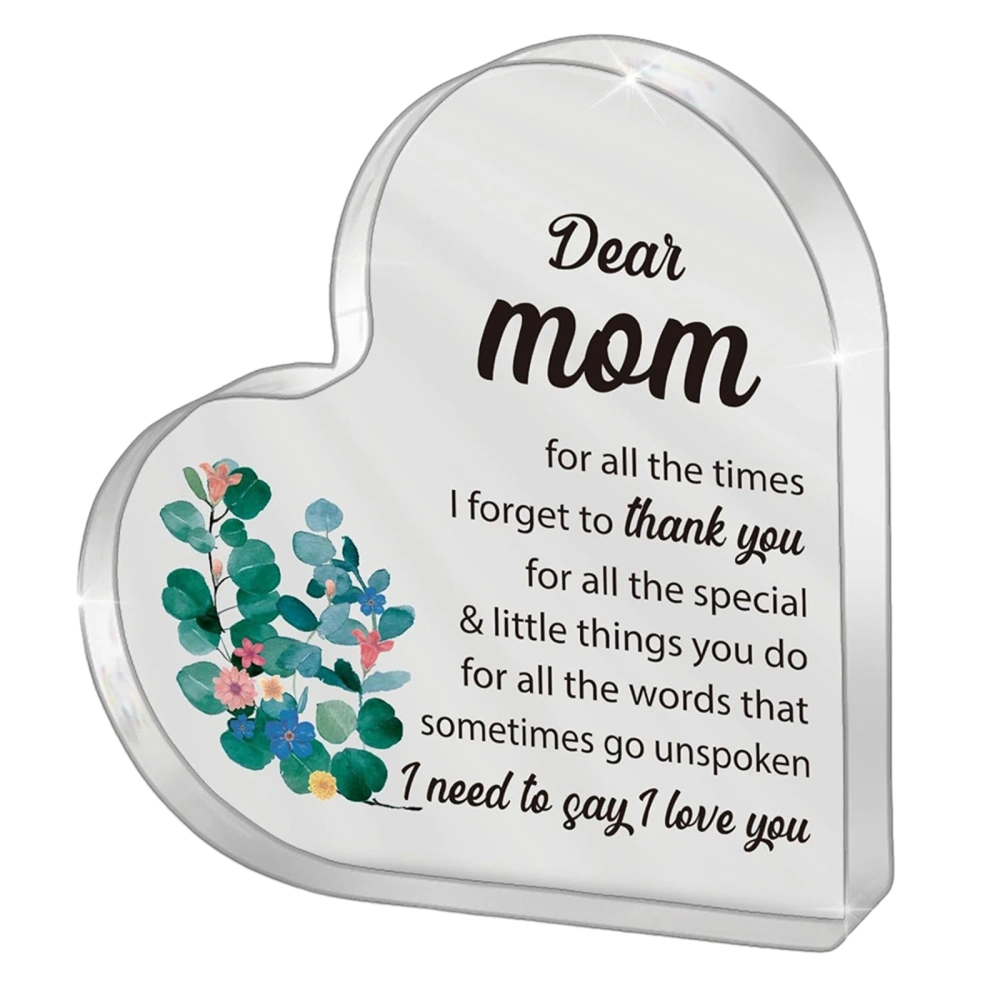 Mom Gift, Thank You Gift Acrylic Heart-Shaped Decor for Mother's Day 