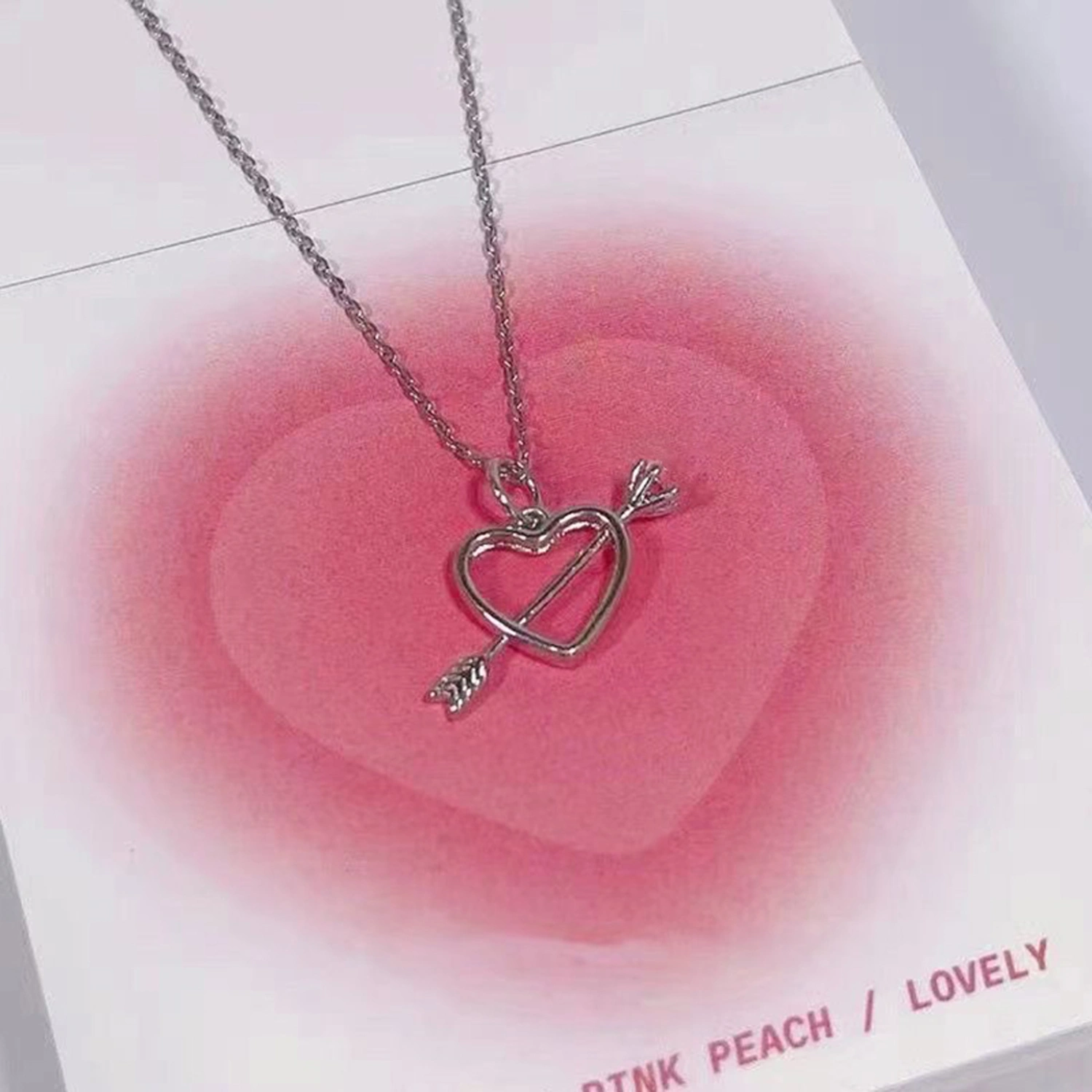 Women Love Necklace Fashion Heart with Arrow Pendant Charm Necklace