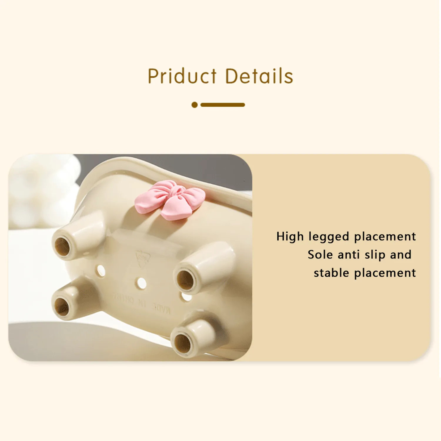 Soap Dish, Bowknot Countertop Decorative Bathroom Bar Soap Holder