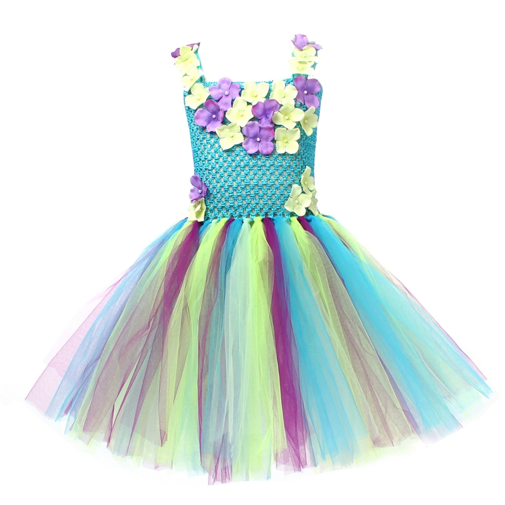 Girl Fairy Princess Costume 3D Flower Sleeveless Dress Clothes 