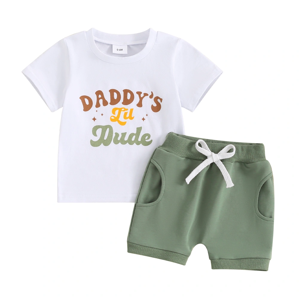 Toddler Boys Summer Outfits Letter Print T-Shirt and Elastic Shorts