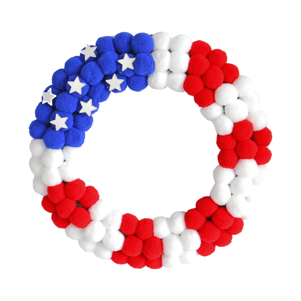 4th of July Wreaths Decoration Red White Blue Fuzzy Ball Garland 