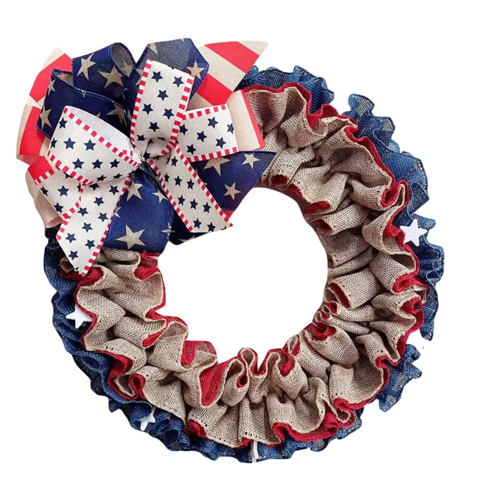 Red White Blue Patriotic Wreath Bow Decor Front Door Wreath Decoration