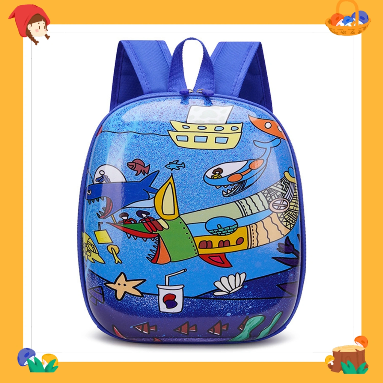 Kids Toddler Girls Boys Backpack Cartoon Shark Pattern Schoolbag Bag