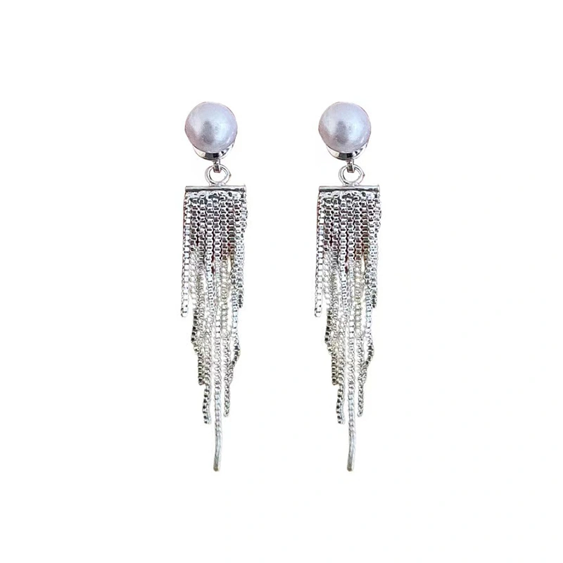 Women’s Pearl Stud Earrings Lightweight Tassel Drop Dangle Earrings