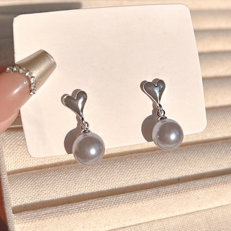 Heart Pearl Earrings for Women Cute Ear Studs Earrings Jewelry