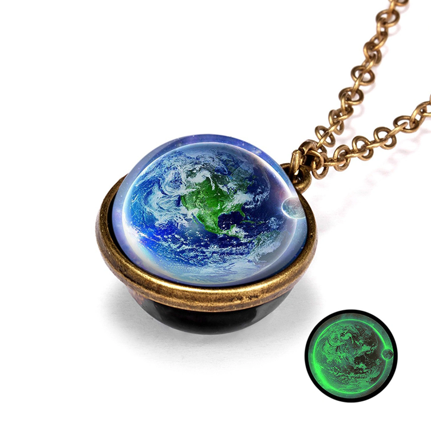 Planet Necklace, Elegant Glass Ball Sweater Necklace Jewelry Gift