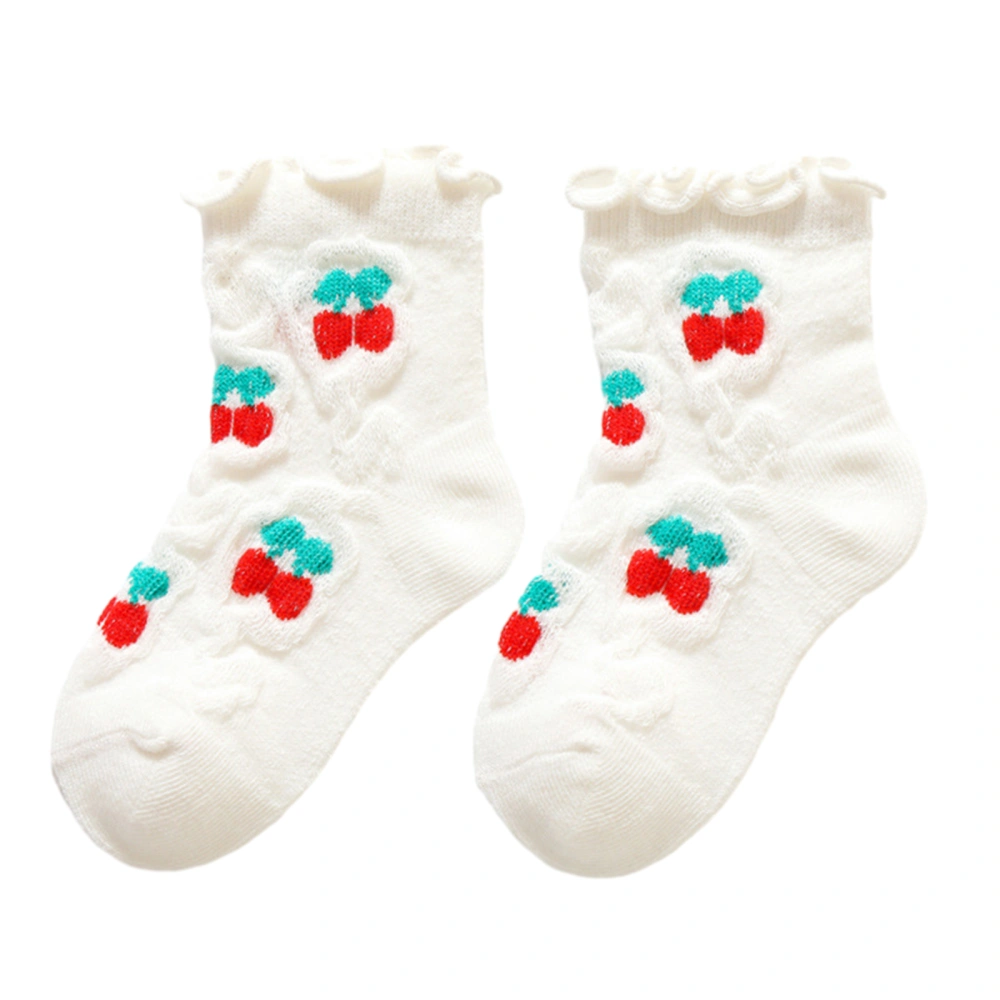 Baby Girls Crew Socks Cute Fruit Print Lettuce Trim Walking Socks