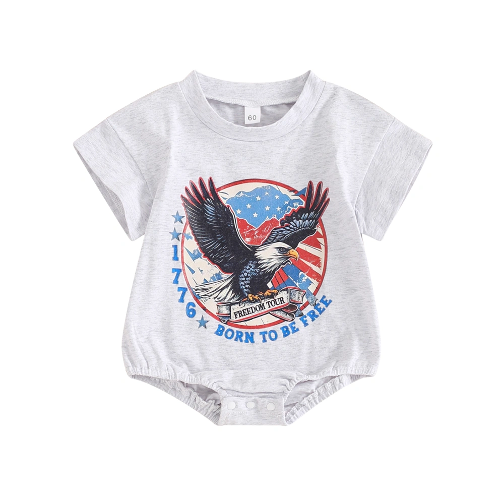 Baby 4th of July Romper Letter Eagle Print Short Sleeve Bodysuit