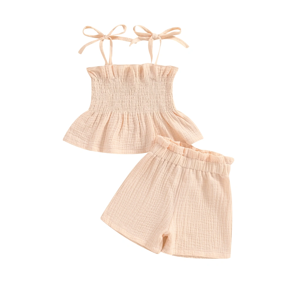 Baby Girls Summer 2 Piece Bandage Camisole Tops and Elastic Shorts