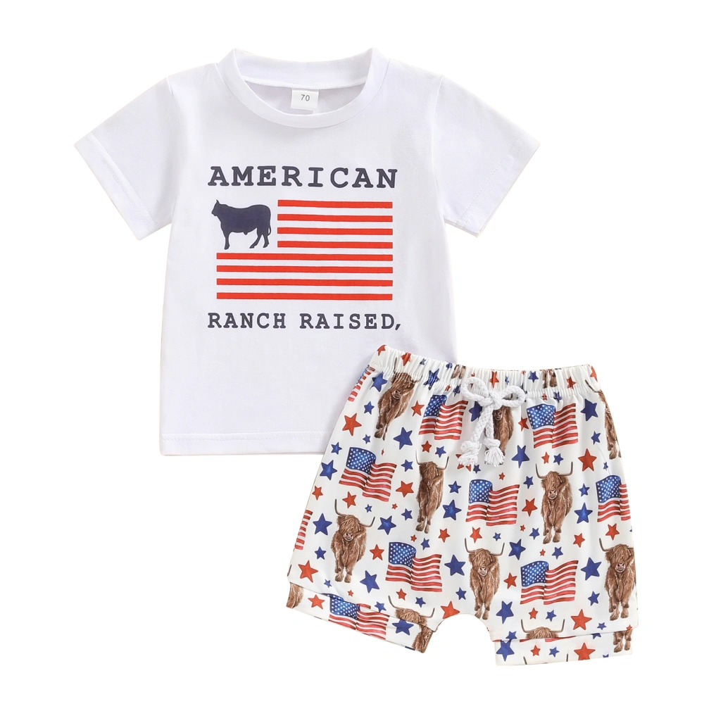 Baby Boy 4th of July Outfits Tops + Shorts Set Toddler Western Clothes