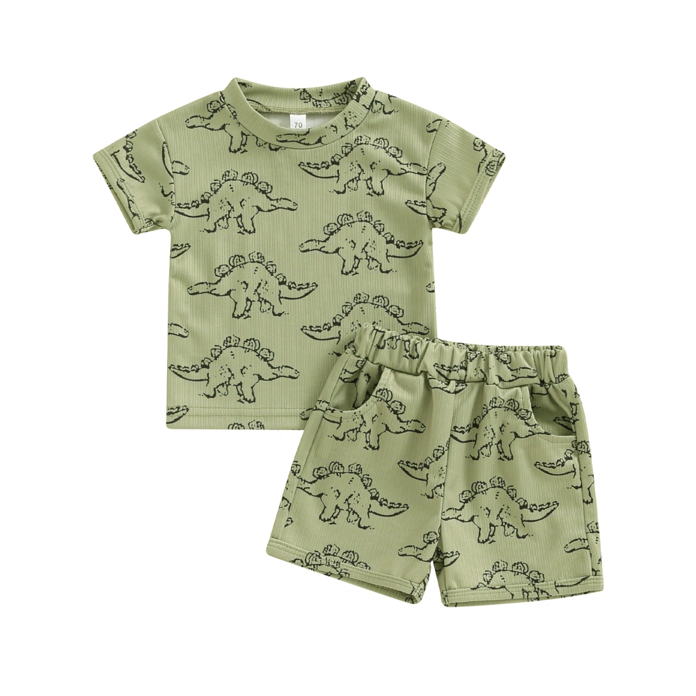 Baby Boy Summer Outfits Short Sleeve Dinosaur T-Shirt + Shorts Set