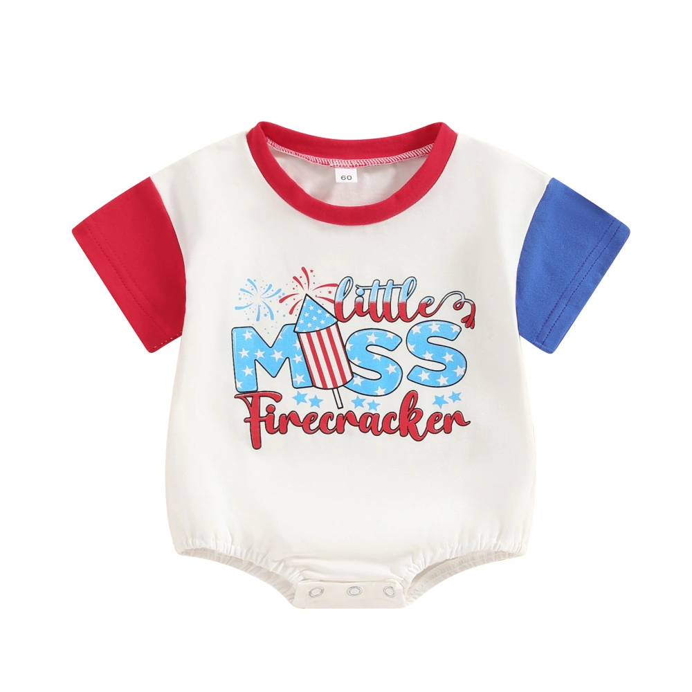 4th of July Baby Rompers Girls Boys Letter Firework Print Jumpsuits