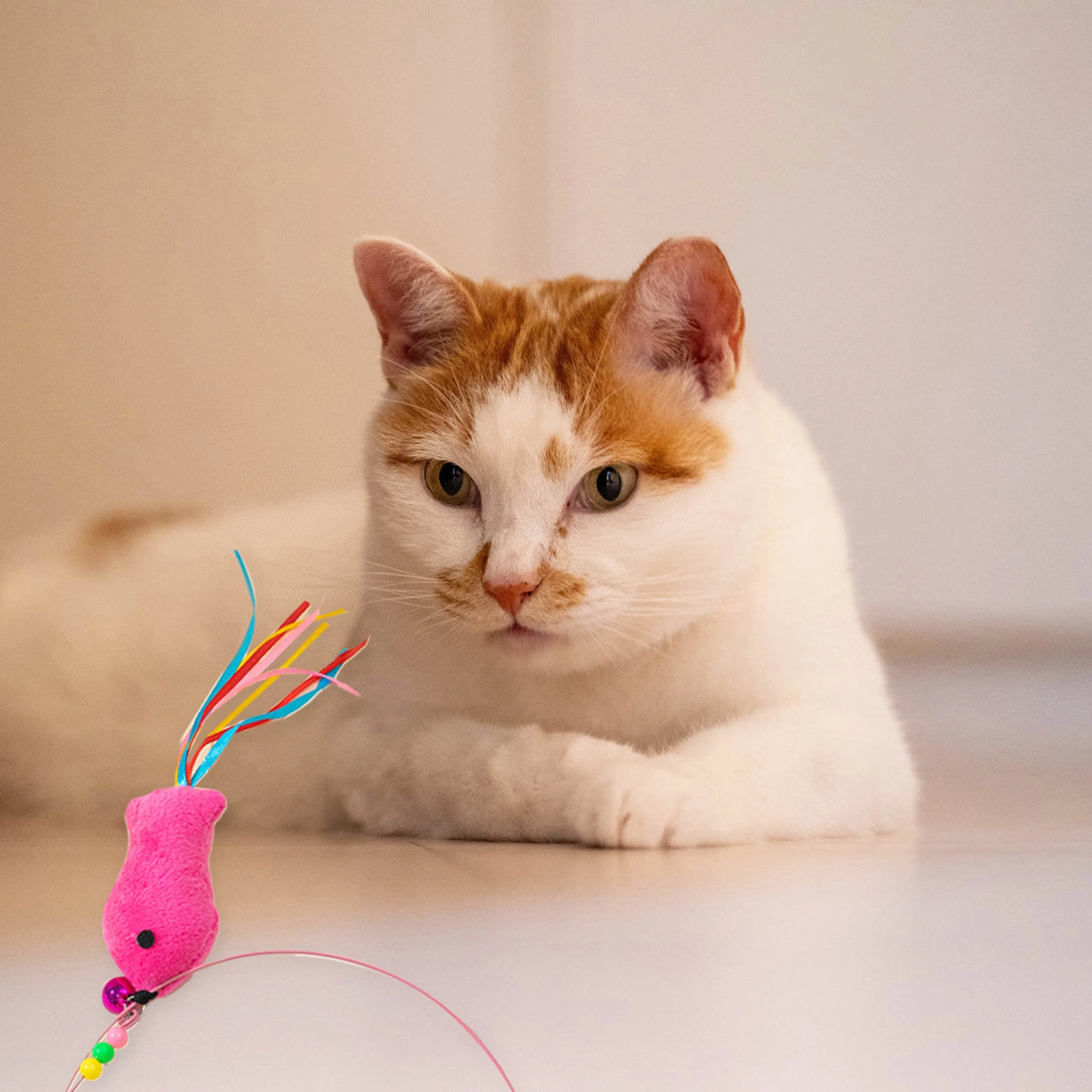 Cat Teaser Toy Feather Mice Anti-boring Interactive Wand with Bell