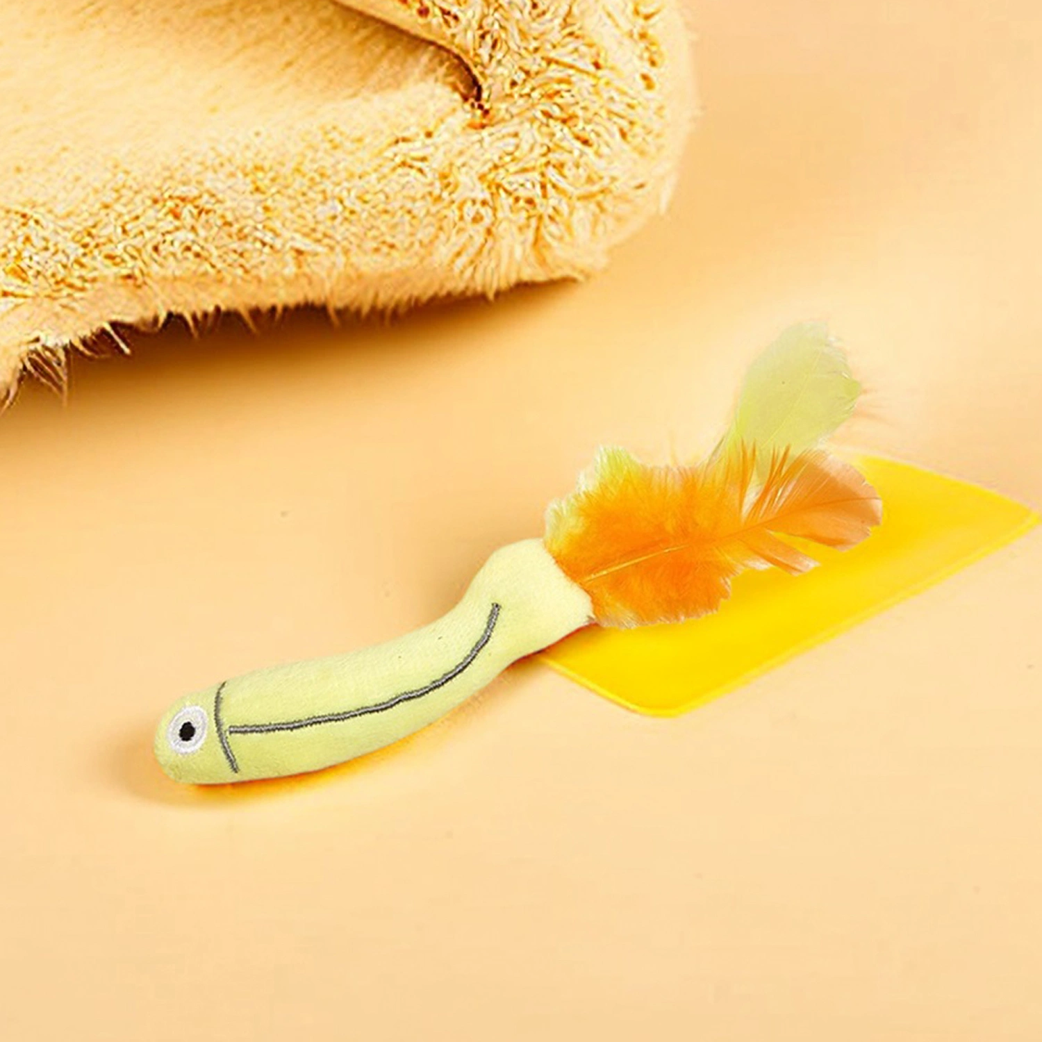 Catnip Fish Toy with Feather Tails Soft Kicker Toys for Indoor Cats