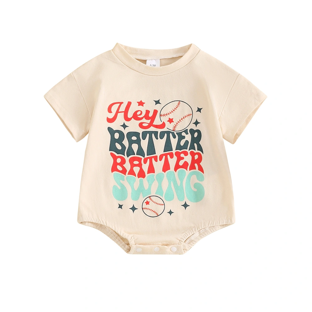 Baby Boys Summer Jumpsuit Letter Baseball Print Short Sleeve Romper