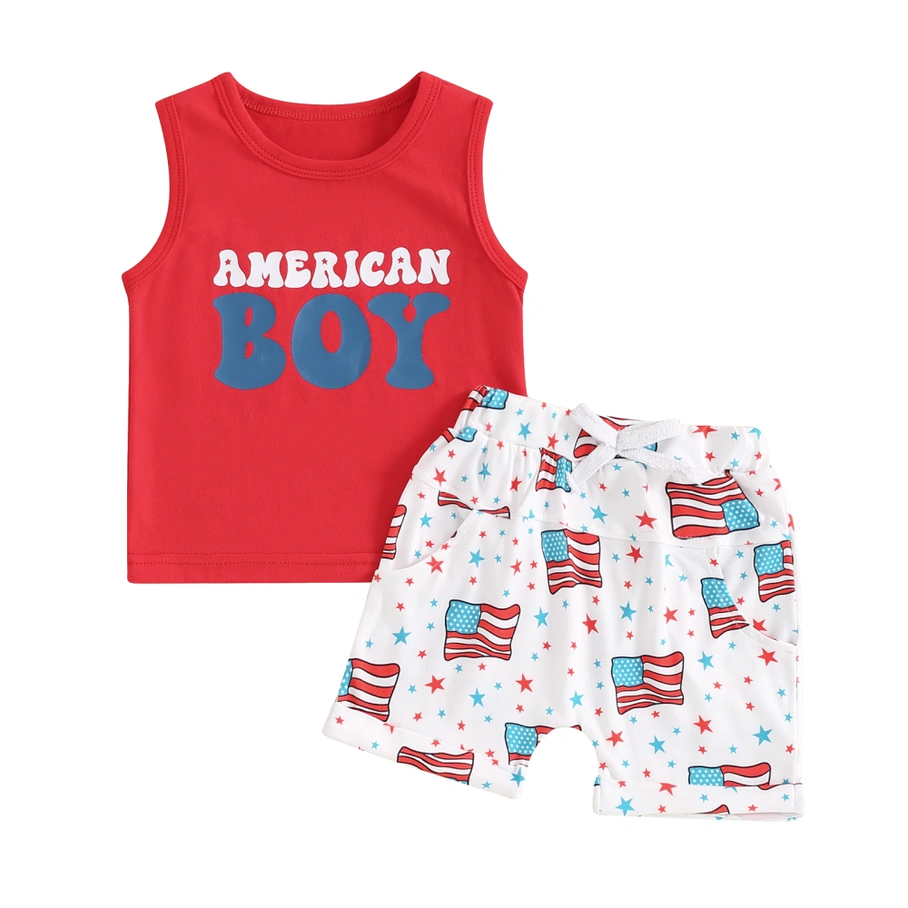 Baby Boy Independence Day 2 Piece Set, Tank Tops Star Print Shorts 