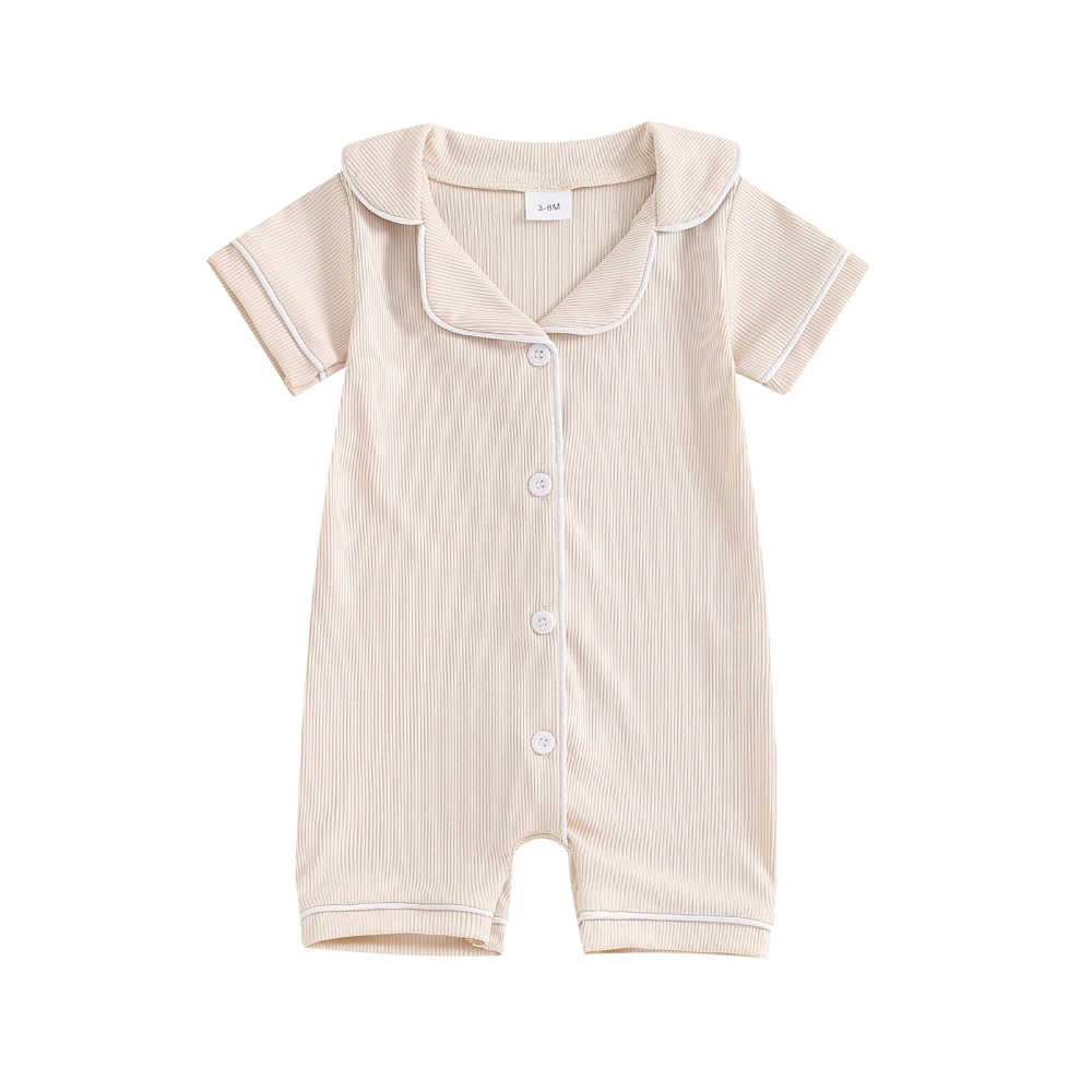 Baby Boys Jumpsuit, Short Sleeve Turn-down Collar Button-down Romper