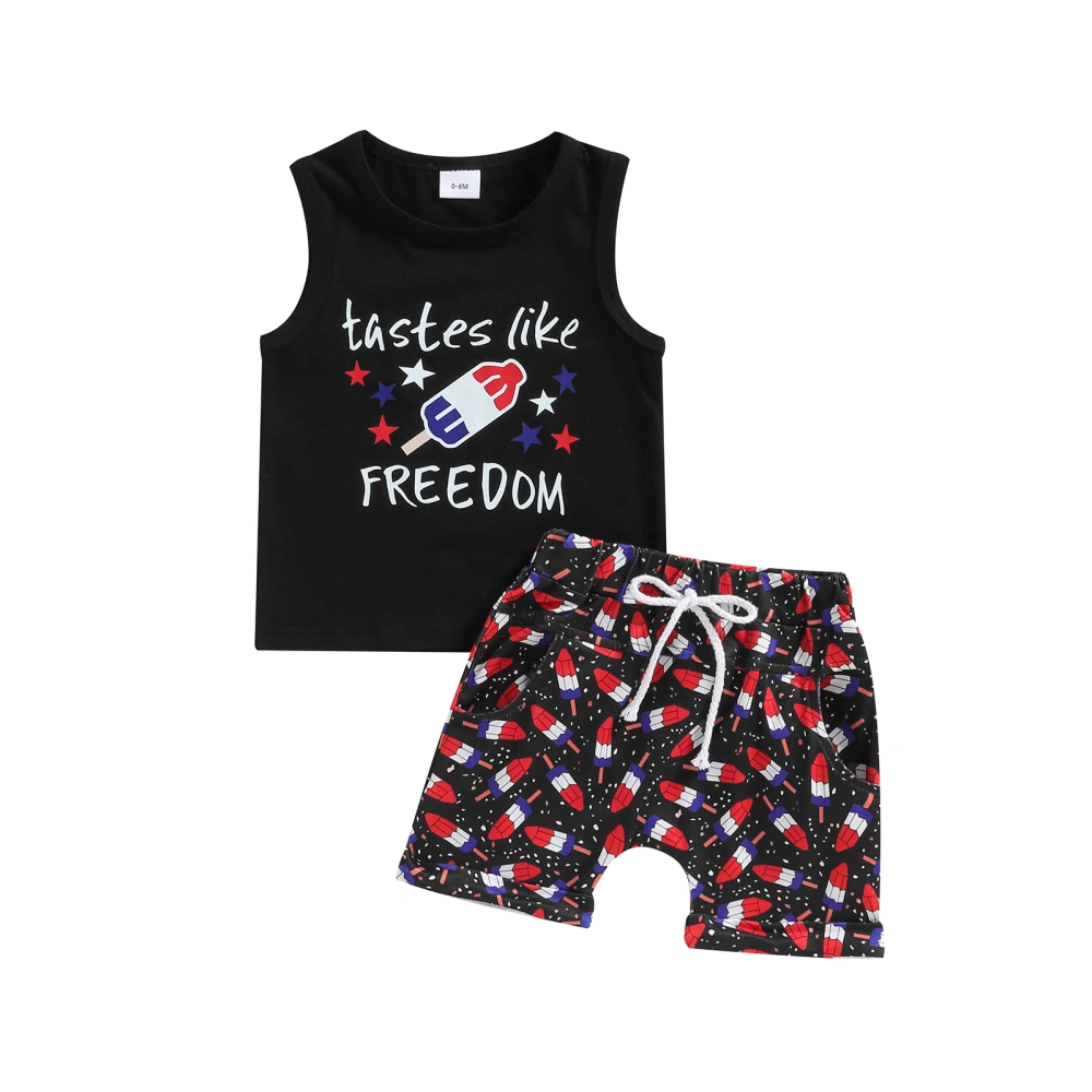 Baby Boy 4th of July Outfits Eagle/Letter Print Tank Tops + Shorts Set