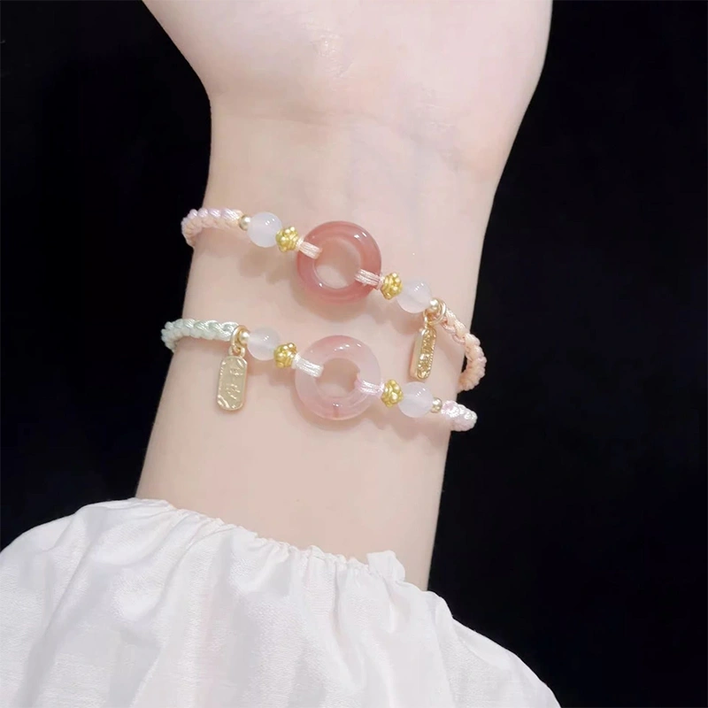 String Bracelet with Lucky Jade Beads Fortune and Protection Jewelry
